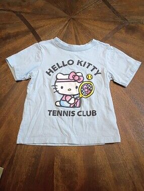 Hello Kitty Tennis Club Graphic Tee Toddler Girls Size 2T Blue Sanrio